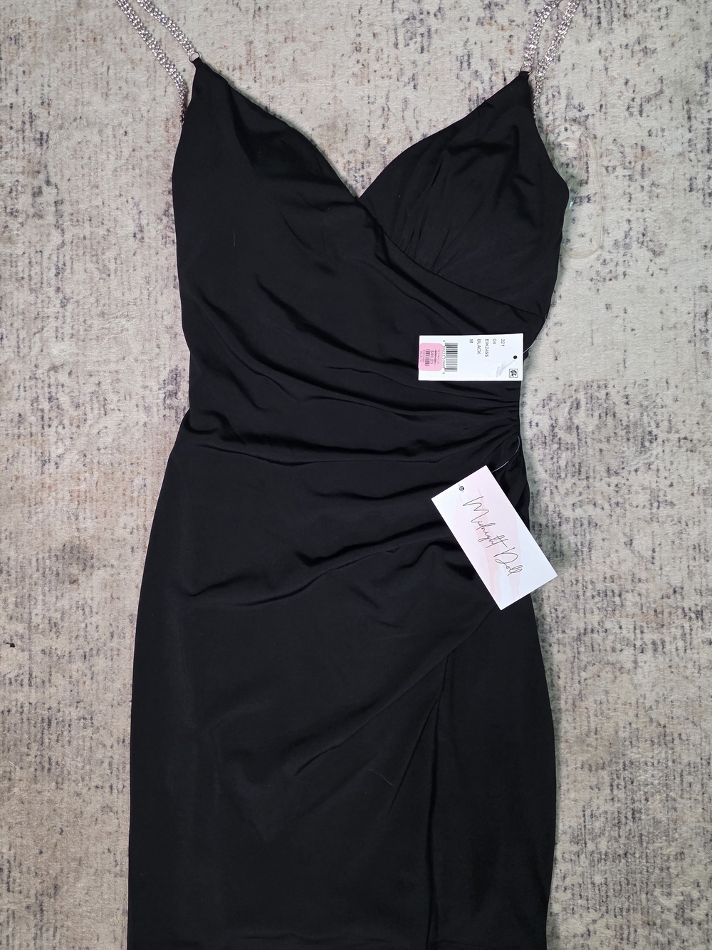 Black Mini Dress with Crystal Strap Detail